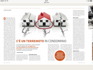 L'articolo della rivista CONDOMINIO SC che parla della responsabilità degli amministratori condominiali nel caso di danni provocato dal sisma. 
